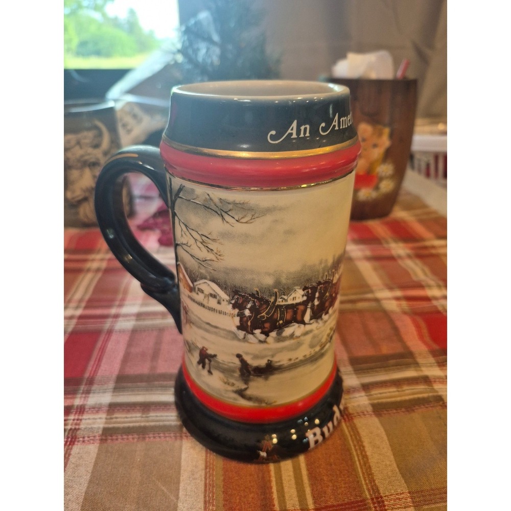 Vintage 1990 Budweiser Holiday Stein An American Tradition Clydesdales - Picture 5 of 11
